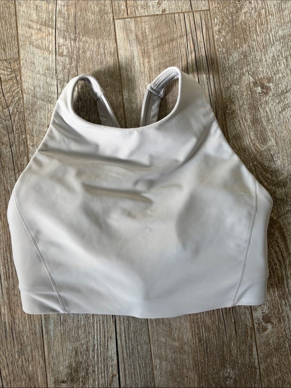 Athleta bra tank light gray Sz M (C/D) Supportive racer back LN